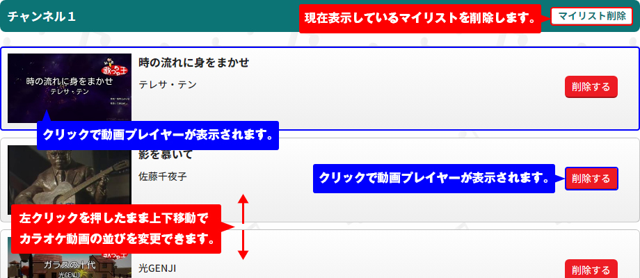 マイリスト詳細の操作方法